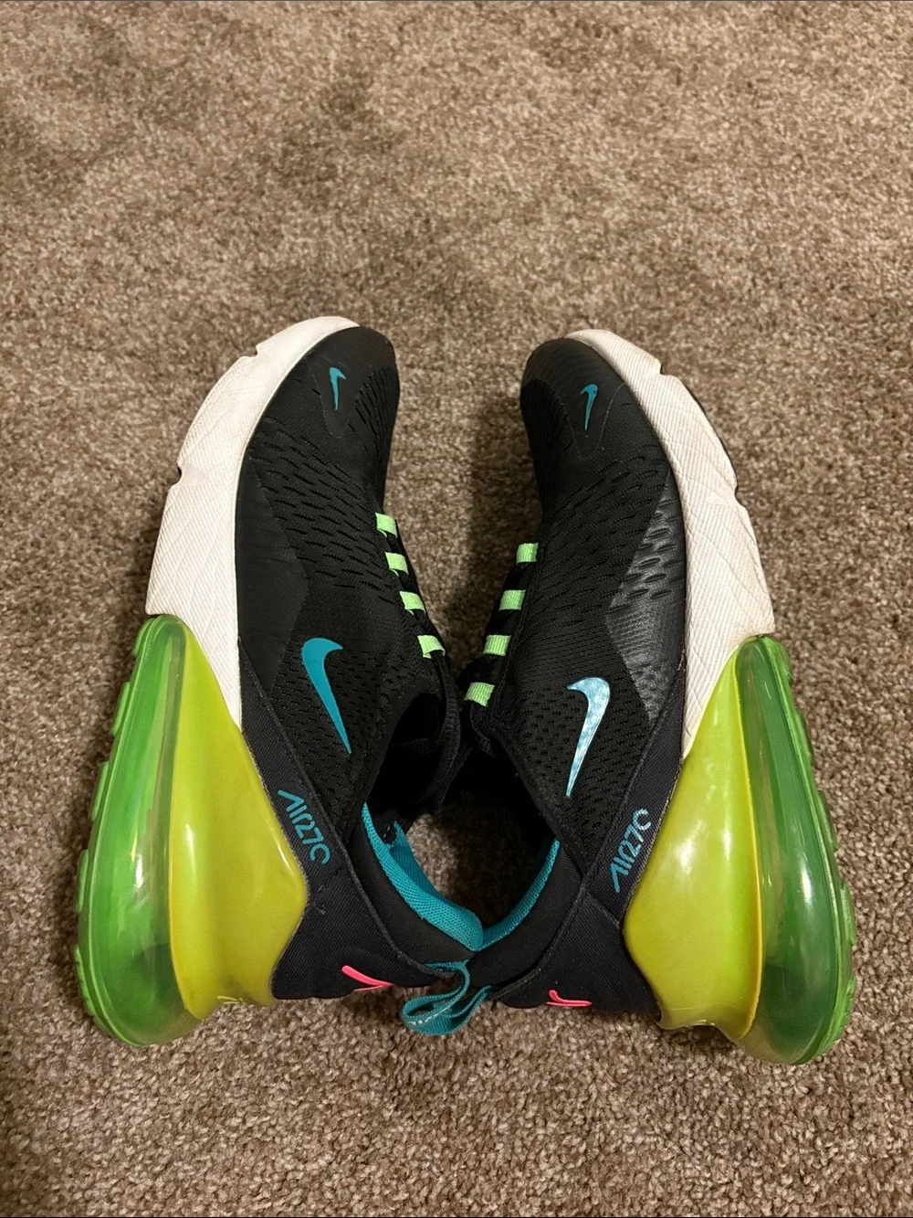 Nike Black Teal and Lime Air Max 270 Sneakers - Picture 5 of 8